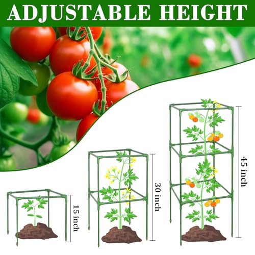 ZeeDix 6 Pack Square Tomato Cages for Garden with Clips 45 Inch - color: Green-6 Pack, size: 45-inch