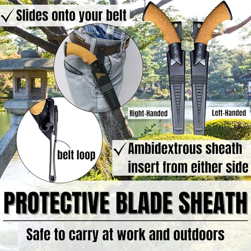 KAKURI Japanese Pruning Saw with Sheath 8.2" for Tree Trimming - Hand Tree Saw for Gardening, Camping, Bushcraft - Non Slip Cork Handle - Made in Japan