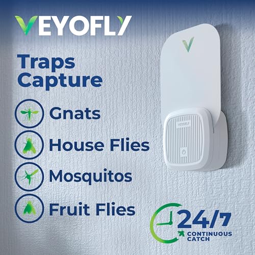 VEYOFLY Fruit Fly Traps Indoor Plug-in UV, Gnat Trap, 4 Device + 6 Refills - size: 4 Devices + 6 Refills