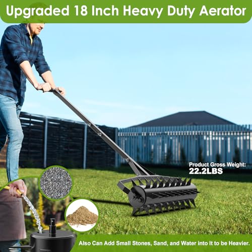 Seeutek 18Inch Rolling Lawn Aerator, Upgraded Heavy Duty Aerators - size: 18" New
