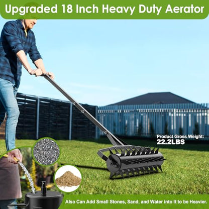 Seeutek 18Inch Rolling Lawn Aerator, Upgraded Heavy Duty Aerators - size: 18" New