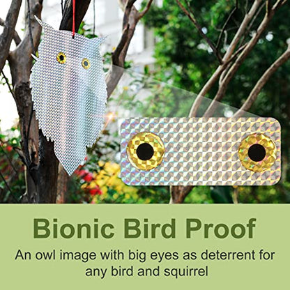 OFFO Owl Decoy to Scare Birds Away Bird Device (No Bell) for Woodpecker Pigeon Plastic Hanging Outdoors Reflective Keep Birds Away Home and Garden 1 PCS - style: Without bells