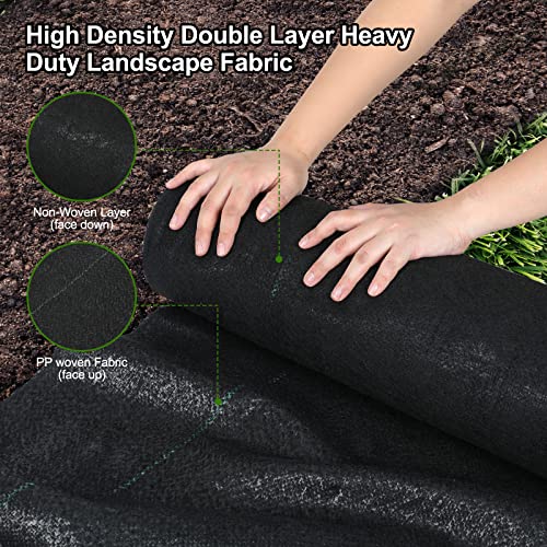 Jevrench 5 oz Heavy Duty Weed Barrier Landscape Fabric, 1.3 x 50 ft - size: 5oz - 1.3ft x 50ft