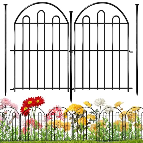 10 Pack Decorative Garden Fence, 26in x 10.8ft Arched No Dig Animal Barrier Fence for Dog Rabbit, Garden Edging Border, Rustproof Metal Ground Stake Border Fencing Panel for Outdoor Yard Patio Decor - size: 10 Panels, 26in x 10.8ft