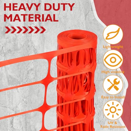 Nuanchu Temporary Safety Fence 4 x 50 Feet Plastic Mesh Fencing Roll Orange
