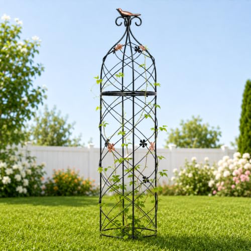 Obelisk Trellis 33" Plant Support for Outdoor Climbing Plants - size: 33"H