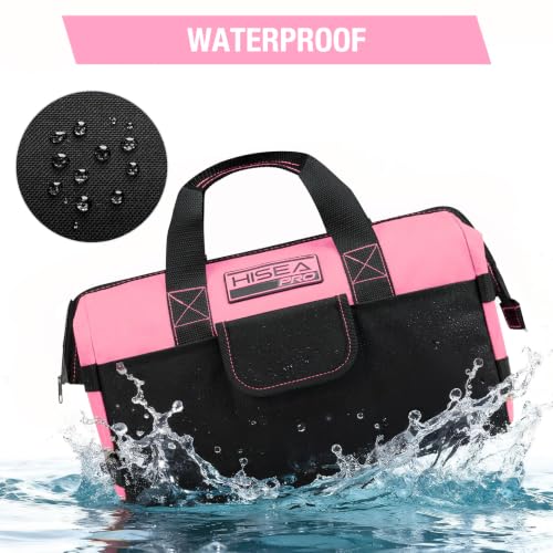 HISEA 3 Pack Heavy Duty Tool Bag, 13-Inch Waterproof Tools Organizer Tote - color: Red, Yellow, Pink, size: 13 Inch