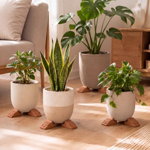 LemonRoad 12 Set Terra Cotta Cement Pot Feet for Outdoor Planters, Leaf - style: Leaf