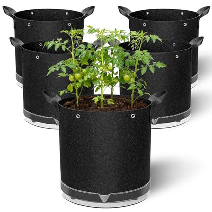 5 Pack 7 Gallon Self-Watering Grow Bags with Reservoir and Support Rings - size: 7 Gallon