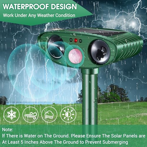 Cat Repellent Outdoor,2 Pack Solar Animal Repeller Ultrasonic Cat Deterrent with PIR Motion Sensor Waterproof Pest Repeller Animal Deterrent for Garden Yard Cats, Dogs,Skunks,Raccoon Birds Squirrels