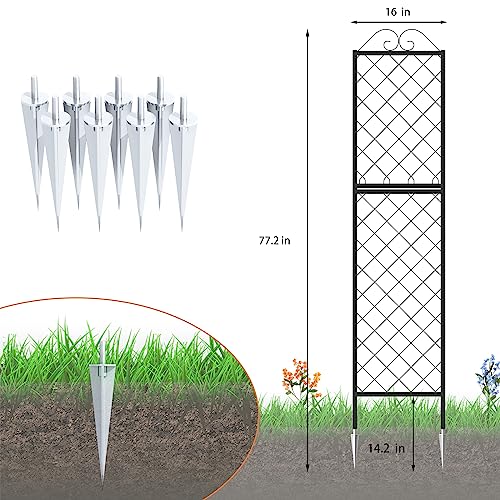 Zhongma 2 Pack Metal Garden Trellises for Climbing Plants, 77.2 Inch Tall Metal Fence Plant Support Trellis for Flower and Vagetable - size: 32"W x 0.8"D x 77.2"H (2 Pack)