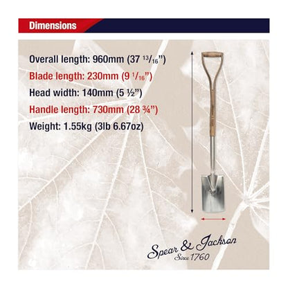Spear & Jackson Traditional Stainless Border Spade, Mirror-Polished Stainless Steel Head, Weatherproofed Hardwood Shaft, Ergonomic Wishbone Handle - style: Border Spade