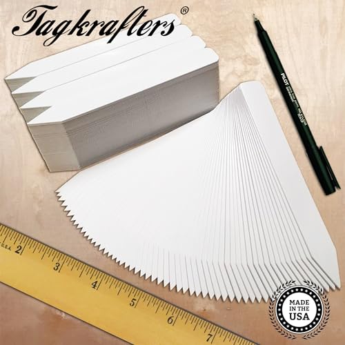 6" x 5/8" White Premium Pot Stakes with Marker - 400 Pcs - Plastic Plant Tags and Labels - Nursery Garden Tree Labels Waterproof Writeable | Made in The USA |