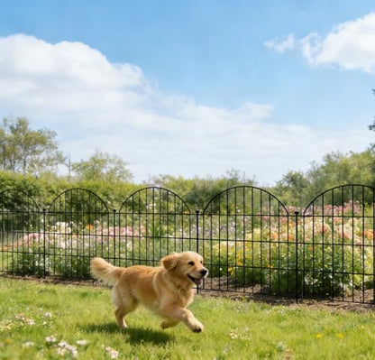 Decorative Garden Fence Panels 24 in(H) x 10 ft(L) Above Ground, Dog Fence Outdoor for Yard No-Dig Pet Barrier, Animal Proof Fence Metal Garden Fencing Animal Barrier, 5 Panels - size: 24x24Inch-5Pack without Lock