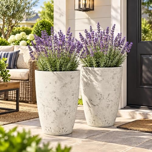 19.5" Tall Resin Planters Set of 2, Faux Birch Bark, White - color: 19.5"h-faux Birch Bark