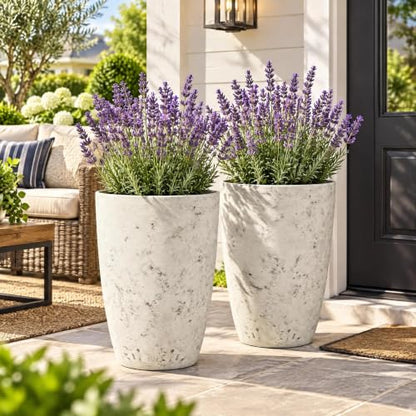 19.5" Tall Resin Planters Set of 2, Faux Birch Bark, White - color: 19.5"h-faux Birch Bark