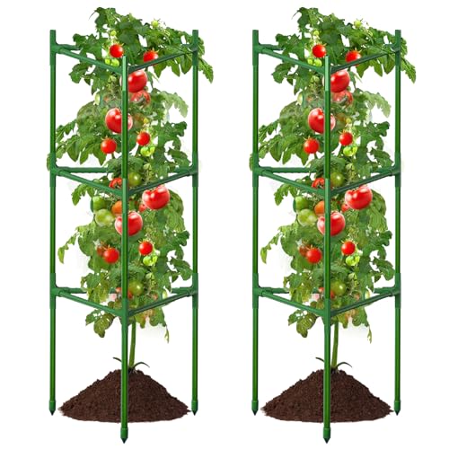2 PCS Extra Wide Tomato Cages for Garden Up to 47.2'',Tall Metal Plant Supports for Raised Garden Bed, Foldable & Sturdy Steel Stake Cages for Tomato, Eggplant,Pepper, Pea﻿ - size: 2 Pack
