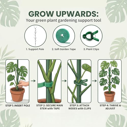 6 Pack Stackable Monstera Plant Support Stakes, Plant Stakes for Indoor Plants & Outdoor Use, Pothos Plant Climber Support for Monstera, Philodendron, Climbing and Potted Plants