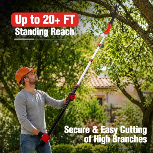 20FT Reach Tree Trimmer, Telescoping Manual Pole Saw - style: 4FT-12FT - Telescoping Pole with Saw