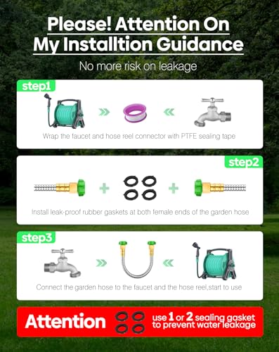 Short Metal Garden Hose 15ft with Female to Female Connector, Stainless Steel Small Leader Hose for Hose Reel, Long, Flexible, Lightweight & Heavy Duty Water Pipe, Outdoor Water Hose Extension Adapter - size: 15ft Female to Female