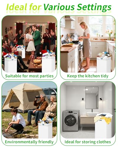 Kaiferty 13 Gallon Disposable Trash Cans for Parties, 2 Pack Extra Large Collapsible Pop Up Trash Can with Handles, Portable Cardboard Garbage Can & Recycling Bin for Party Kitchen Camping, White - size: 2 Pack - 13 Gallon