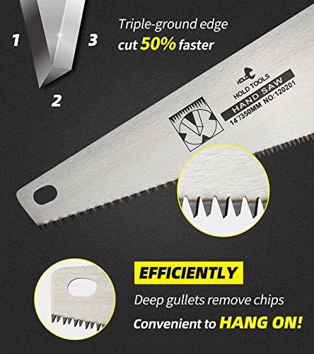 DOWELL Hand Saw, 14 Inch Handsaw for Wood Cutting - size: 14 in