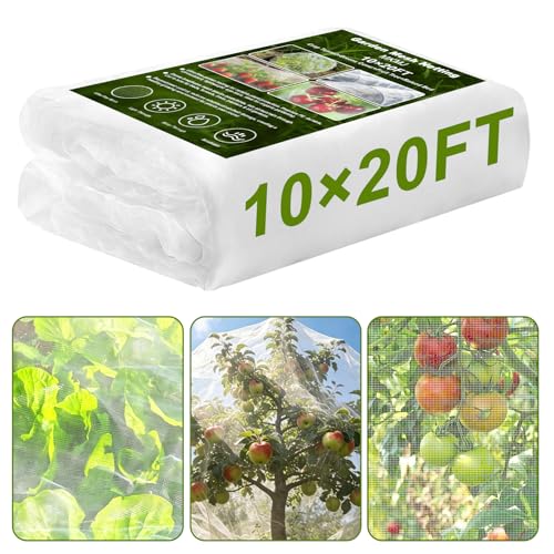 10×20 FT Garden Netting, Ultra Fine Mesh Pest Barrier, Plant Covers Row Cover for Vegetables Fruits Flowers, Greenhouse Raised Bed Screen Protect Plants from Birds Bugs - size: 10×20FT