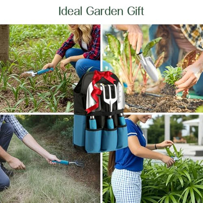 Housolution Gardening Tools Set, 8PCS Gardening Gifts for Women, Blue+Black - color: Blue+Black