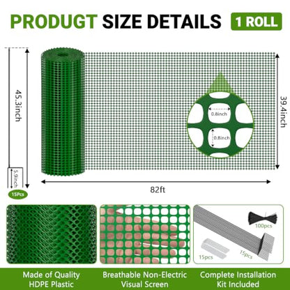 DoCred Plastic Chicken Fence Netting with Post, Garden Fencing Border Green - color: Green