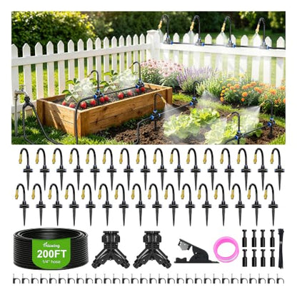 Thiswing 200FT 360° Adjustable Irrigation System with Stake Holders - size: 200FT