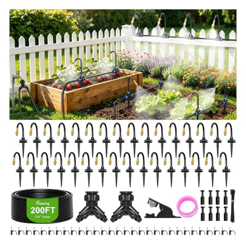 Thiswing 200FT 360° Adjustable Irrigation System with Stake Holders - size: 200FT