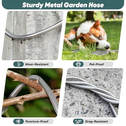 CXEZSIK Garden Hose metal 50ft Lightweight, Non-Expanding, Leak-Proof - color: Light Silver, size: 50FT