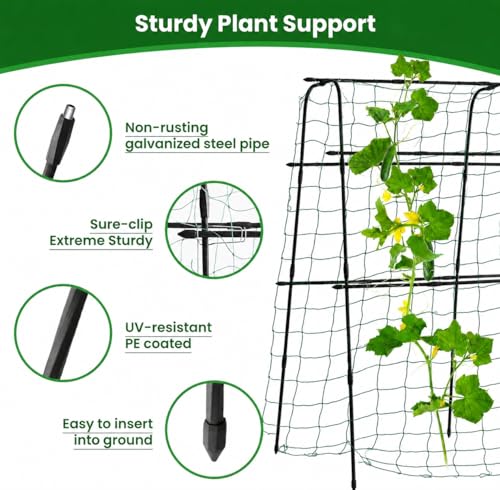 OTOSUNNY Cucumber Trellis for Raised Garden Beds, 5.3x5.3ft Garden Arch Trellis for Outdoor Climbing Plants, 0.55" Reinforced Metal Tomato Trellis for Grape Vines Tomatoes Peas Beans Vegetables, Black