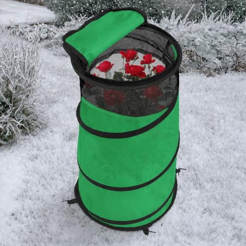 2Pcs Pop Up Rose Cones for Winter Protection, Rose Collars Protective Cover - color: Green-2Pcs