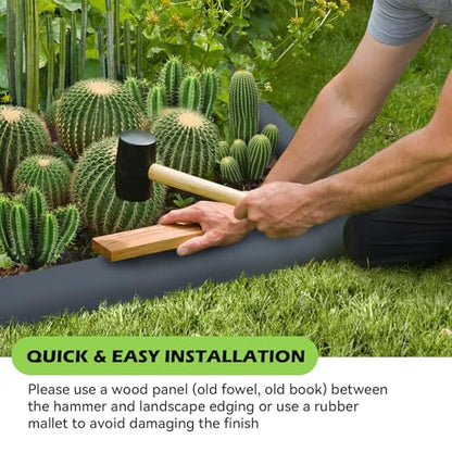 Landscape Edging Kit, Galvanized Steel Edging Landscape Lawn Edging Powder for Lawn Yard, Coated Bendable Metal Strips, No-Dig Hammer-in Edging Border w/Clips (6 INCH 6 PCS, Navy Blue) - color: Navy blue, style: Navy blue 6 INCH 6 PCS