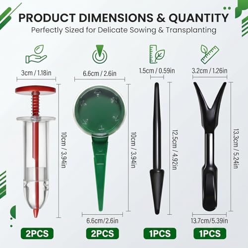 6 Pcs Mini Seed Spreader Set-For Carrot Lettuce Grass Spinach Sower(Red)