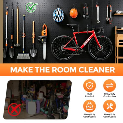 Steel Garage Hooks 18 Pack Storage Heavy Duty, Anti-Slip Wall Hooks for Tools - color: 2026 New Combo-18PC