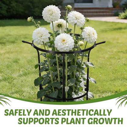 VICAMB 3 Pack Large Peony Cages and Supports,28" H x 17" D Grow Through Plant Support Rings,Plastic Rings with Stainless Steel Core Stakes for Peonies,Roses and Top-Heavy Blooms