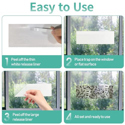60 Pcs Window Fly Traps for Indoor/Outdoor, Insect, Bugs, Fly & Fruit Fly Glue Sticky Adhesive Insect Killer - Easy to Use, Waterproof, Disposable, Non-Toxic, and Odorless, Economic Pack