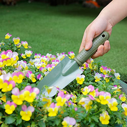 Garden Tool Shovel for Digging Gardening Trowel for Lawn Planting Alloy Spade Plastic Handle Anti Slippery - color: Green Short Handle