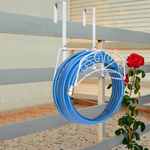 Garden Hose Holder for Outside Yard Hang Over The Door and Fence, Holds Up to 150Ft (2PCS White) - color: 2PCS White