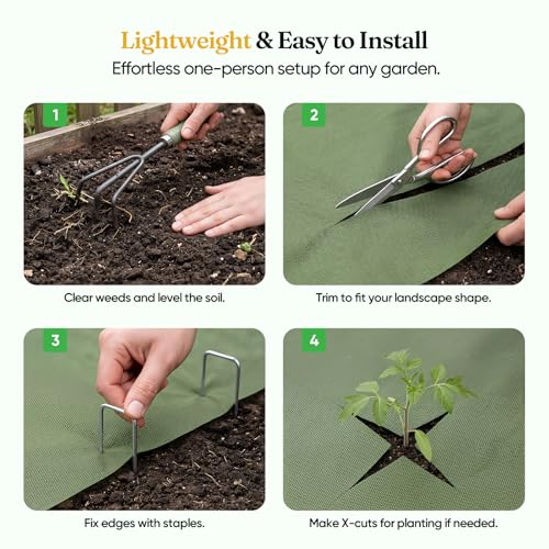 Grenebo 6FT x 50FT Non-Woven Weed Barrier Landscape Fabric - size: 6FT x 50FT