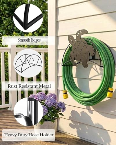 Sea Turtle Hose Hanger Wall Mount Heavy Duty 125'5/8" Garden Hose Holder - color: Sea Turtle