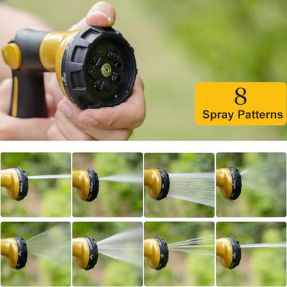 FANHAO Heavy Duty Garden Hose Nozzle, Metal Hose Sprayer Easy Thumb Control - color: Yellow