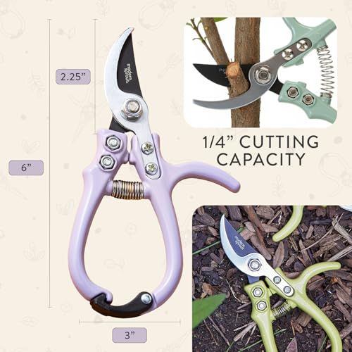 Modern Sprout Bypass Hand Pruners - Scissors - Gardening Tools - Lavender - color: Lavender