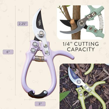 Modern Sprout Bypass Hand Pruners - Scissors - Gardening Tools - Lavender - color: Lavender