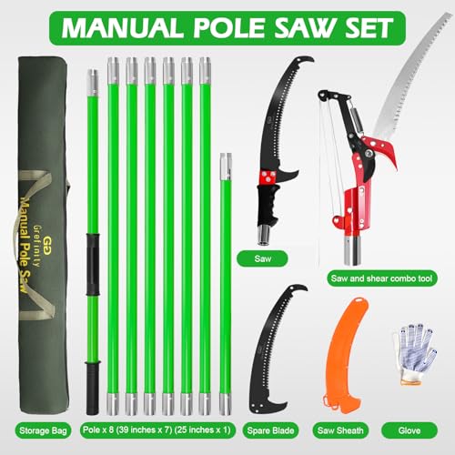 Manual Pole Saw, 27 Ft Tree Pruner with Scissors