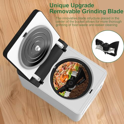 3L Electric Composter for Kitchen, Countertop Compost bin, One Touch Smart Model Handle Kitchen Waste, with Triple Grinding Blade, Carbon Filter, Auto-Cleaning, LED Touch Screen