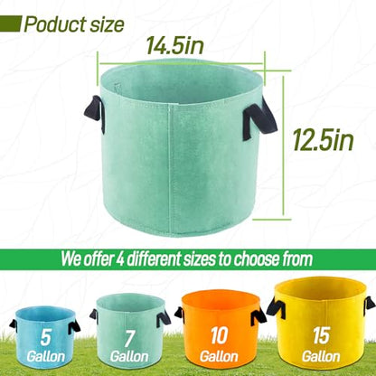 7-Gallon Fabric Grow Bags (7 Pack of Mix Colors) with Handles for Vegetable - size: 7 Gallon