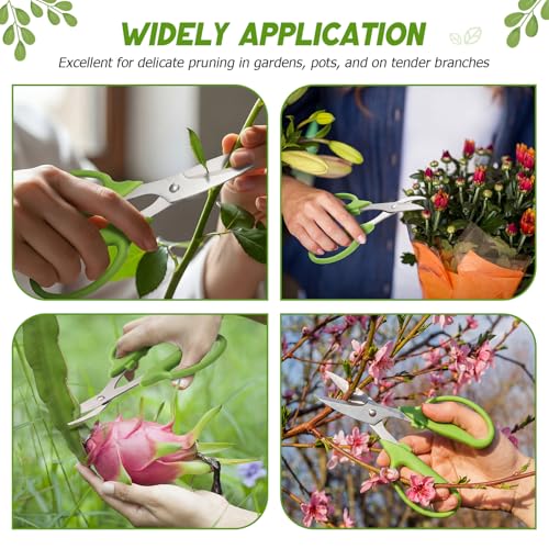 2 Pcs Garden Scissors Shears Trimming Scissors Pruning Floral Shears for Herb Flowers Plants with Straight and Curved Blade for Gardening (Curved,Straght) - style: Curved, Straght